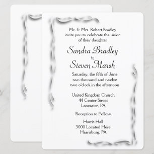 Einladung zur Hochzeit mit weißem Akzent