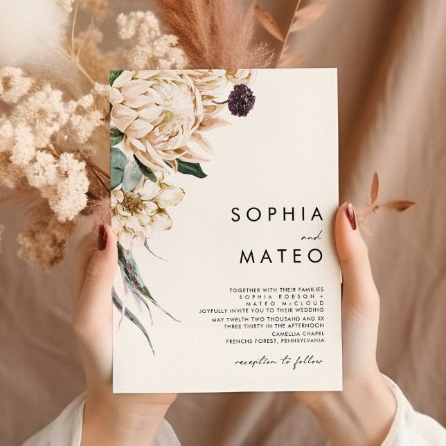 Einladung zur Hochzeit mit weißer Blume (Von Creator hochgeladen)