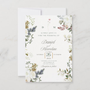 Einladung zur Hochzeit mit weißer Blume - Save the