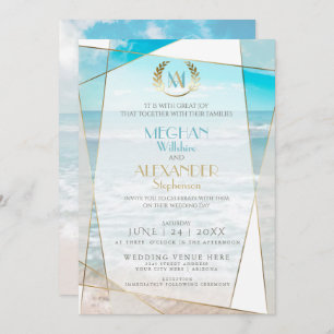 Einladung zur Hochzeit   Modern Monogram Beach