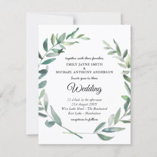 Einladung zur Hochzeit Moderne Olivenöl-Blätter