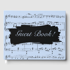 Einladung zur Hochzeit moderner Schwarz-Blau-Musik Gästebuch