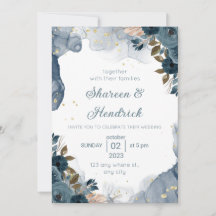 Einladung zur Hochzeit Navy Alkohol Tinte Blumenge