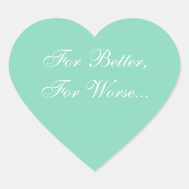 Einladung zur Hochzeit Pearl Aqua Herz-Aufkleber (Vorderseite)