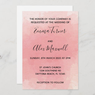 Einladung zur Hochzeit   Pink Watercolor Script