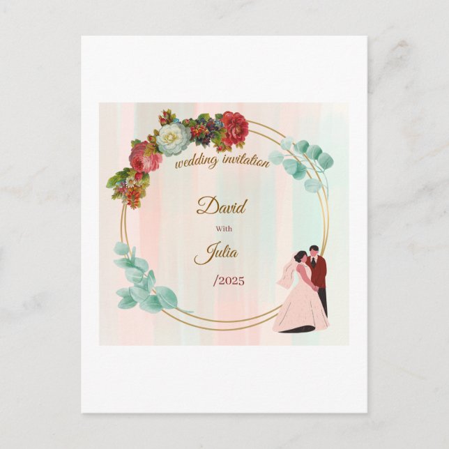 Einladung zur Hochzeit Postkarte (Vorderseite)