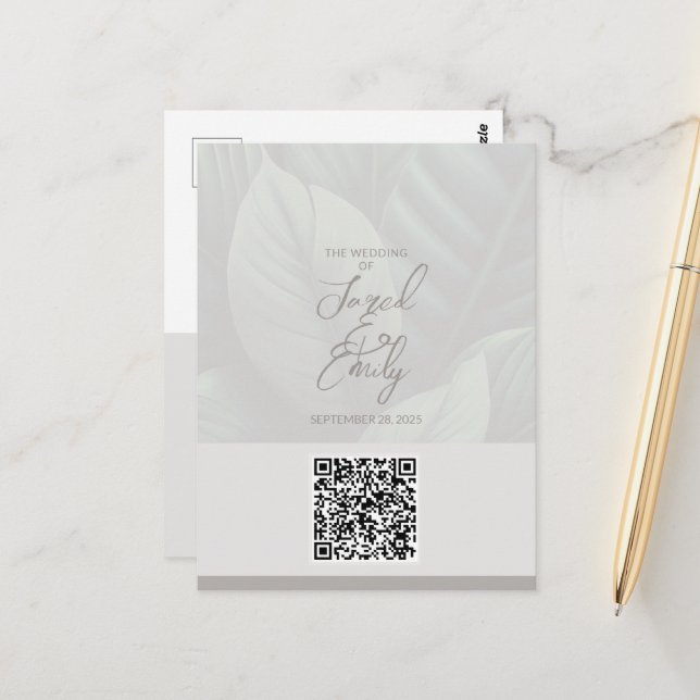 Einladung zur Hochzeit QR Code Postkarte (Vorderseite/Rückseite Beispiel)