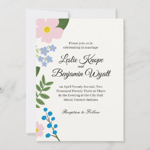 Einladung zur Hochzeit Rosa Blume