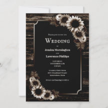 Einladung zur Hochzeit rustikale dunkle Holzblüte
