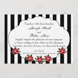 Einladung zur Hochzeit Schwarz-weiß und Rote Rose