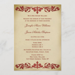 Einladung zur Hochzeit Vintager Leaf-Scroll in Bur