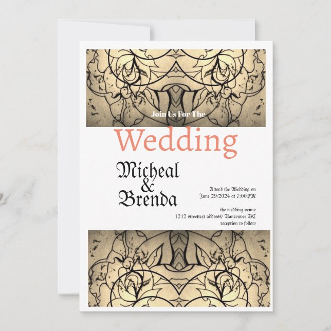 Einladung zur Hochzeit Vintager Rose (Vorderseite)