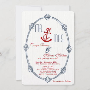 Einladung zur Hochzeit von 12x18 Navy Nautical Kno