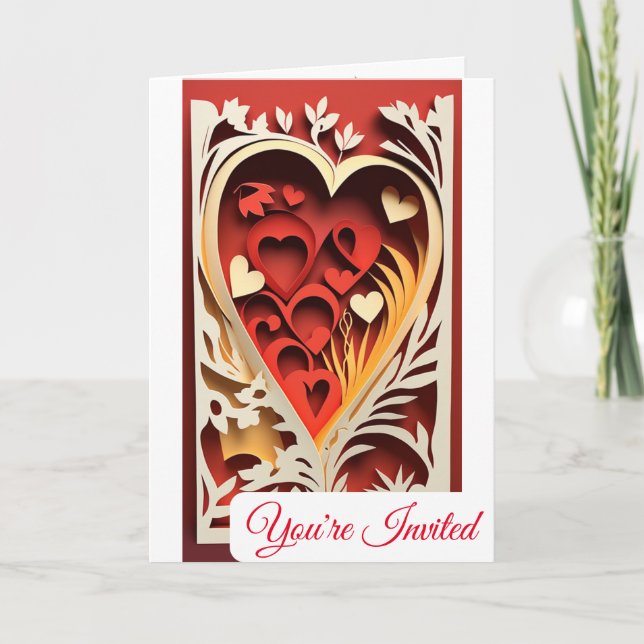 Einladung zur Hochzeit von 3D-Papier (Vorderseite)