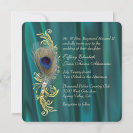 Einladung zur Hochzeit von aquamarinen Satin- und