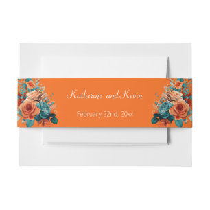 Einladung zur Hochzeit von aquamarinen und orangef Einladungsbanderole