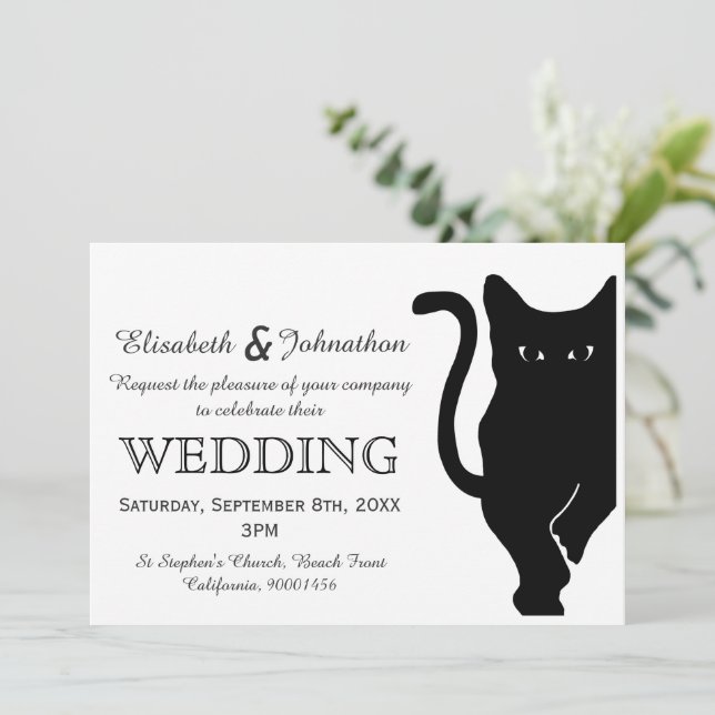 Einladung zur Hochzeit von Black Cat (Stehend Vorderseite)