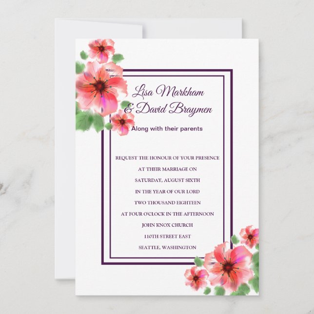 Einladung zur Hochzeit von Blume (Vorderseite)