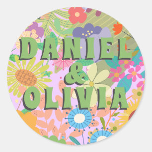 Einladung zur Hochzeit von Blume Runder Aufkleber