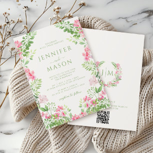 Einladung zur Hochzeit von Bohemisch rosa grüner B