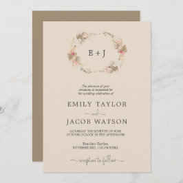 Einladung zur Hochzeit von Boho Monogram Floral