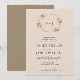 Einladung zur Hochzeit von Boho Monogram Floral
