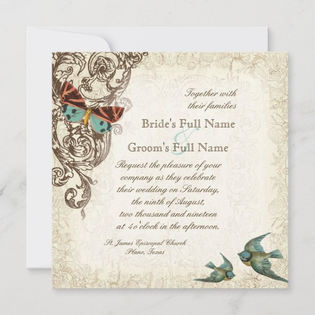 Einladung zur Hochzeit von Botanica - Cream Tan (Vorderseite)