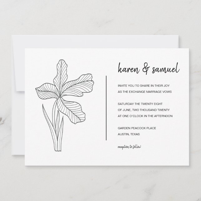 Einladung zur Hochzeit von botanischer Hand (Vorderseite)