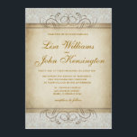 Einladung zur Hochzeit von Brownish Vintag Damask<br><div class="desc">Elegante Hochzeitseinladung mit Vintagem Damast im Hintergrund</div>