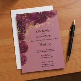 Einladung zur Hochzeit von Burgund und Gold