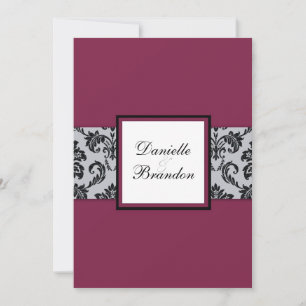Einladung zur Hochzeit von Burgundy Damask