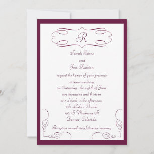 Einladung zur Hochzeit von Burgundy Monogram