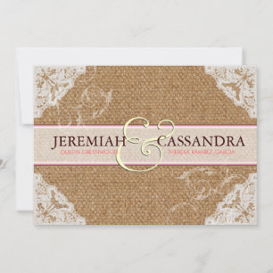 Einladung zur Hochzeit von Burlap und White Lace