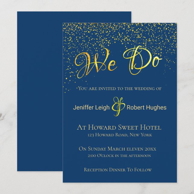 Einladung zur Hochzeit von Calligraphy Gold Foil (Vorne/Hinten)