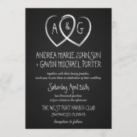 Einladung zur Hochzeit von Chalkboard Hearts Monog