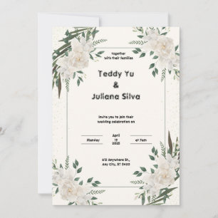 Einladung zur Hochzeit von Cream Green Floral
