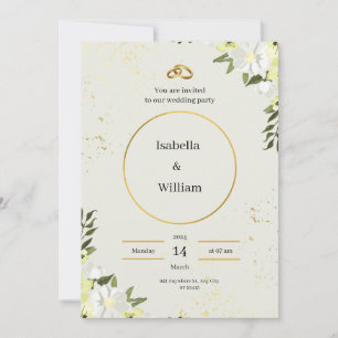 Einladung zur Hochzeit von Creme und Green