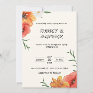 Einladung zur Hochzeit von Creme und Green Floral