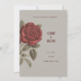 Einladung zur Hochzeit von Creme und Vintager Rote
