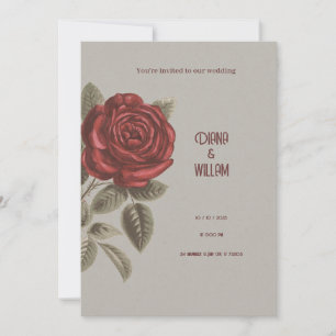 Einladung zur Hochzeit von Creme und Vintager Rote