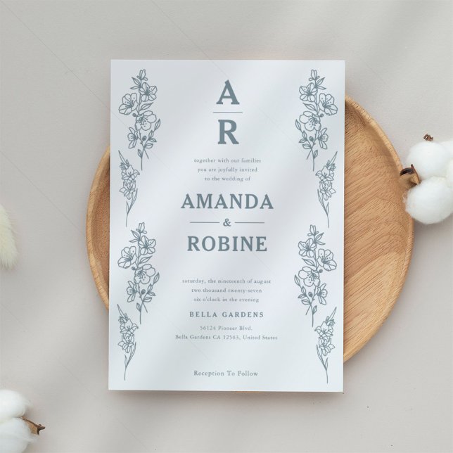 Einladung zur Hochzeit von einfachen Blauen Flora (Von Creator hochgeladen)