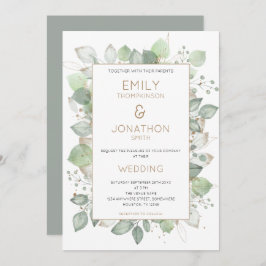 Einladung zur Hochzeit von Foliage Border Gold Sag
