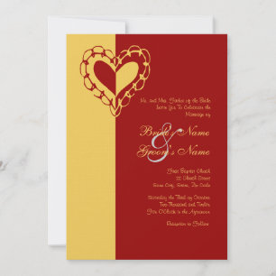 Einladung zur Hochzeit von Gelb und Rotem Herz
