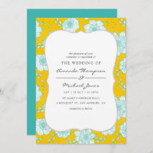 Einladung zur Hochzeit von gelben und Aquamarinen 