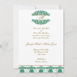 Einladung zur Hochzeit von Gold Aquamarinen Vintag