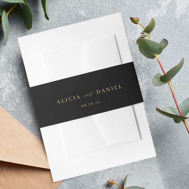 Einladung zur Hochzeit von Gold- und Black-Skripte Einladungsbanderole (Von Creator hochgeladen)