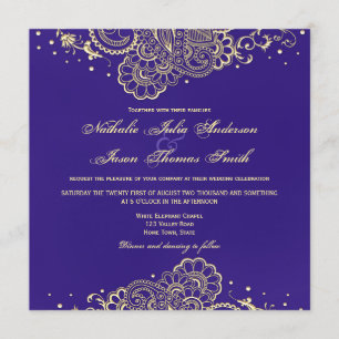 Einladung zur Hochzeit von Gold und Lila Henna Lac