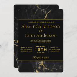 Einladung zur Hochzeit von Gold und schwarzem Marm