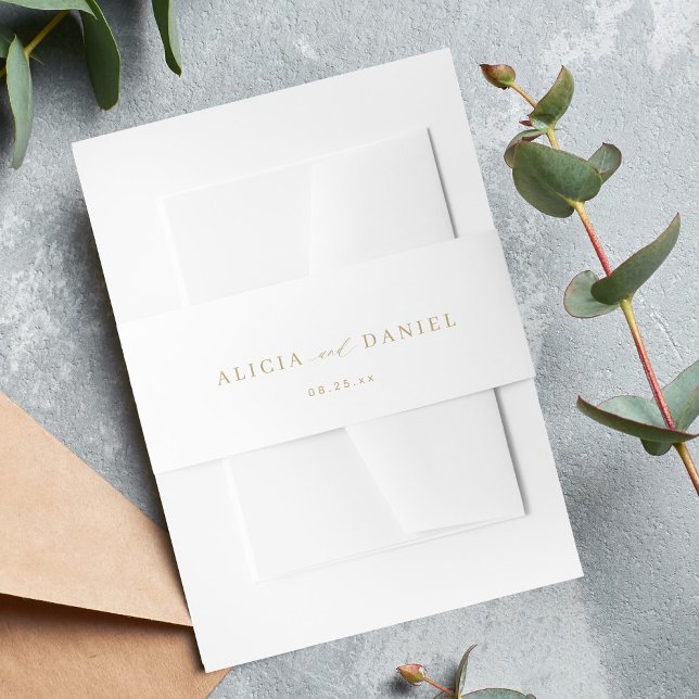 Einladung zur Hochzeit von Gold- und Weißskripten Einladungsbanderole (Von Creator hochgeladen)