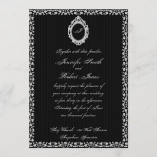 Einladung zur Hochzeit von Gothic Frame Monogram